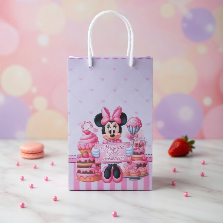 Sacolinhas Personalizadas para Festa Aniversario Lembrancinha Confeitaria da Minnie