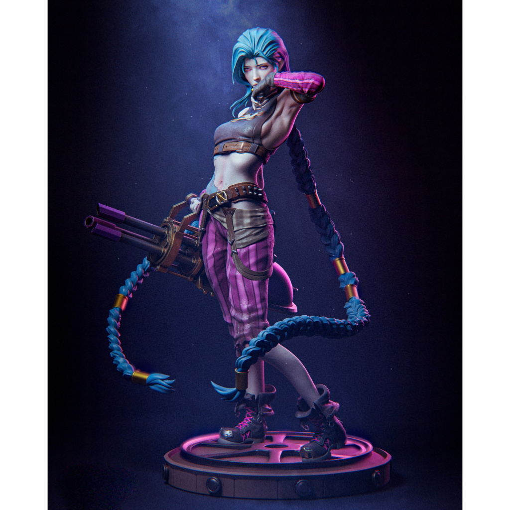 Jinx - League of Legends - Estatueta - Figura em Resina - Colecionáveis - 20cm