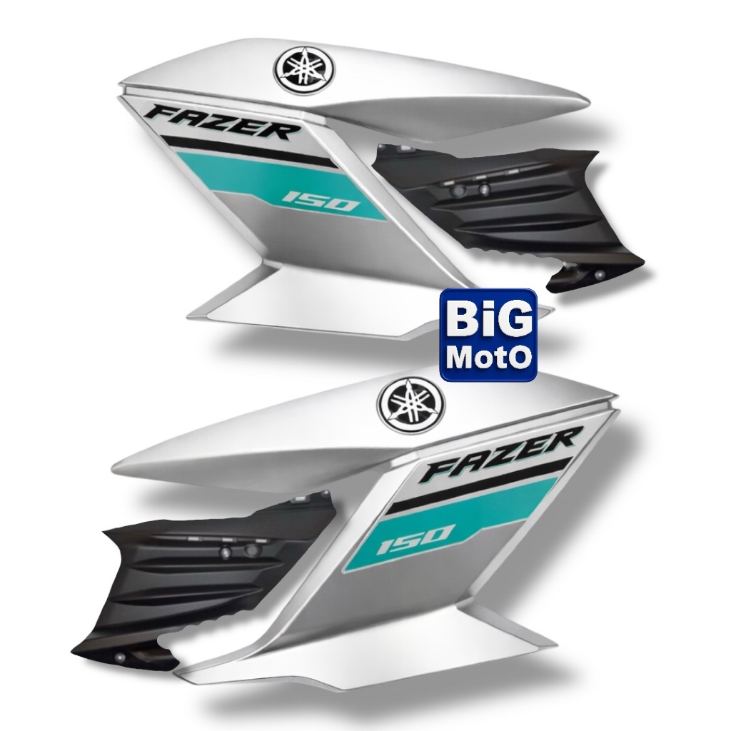 Par de Aba do tanque Yamaha Fazer 150 2019 Prata fosco (Moto Preta 2019) com Complemento