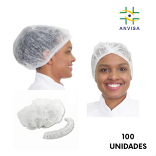 KIT 100 Touca Sanfonada Branca Anvisa Gr20 em Oferta na Shopee