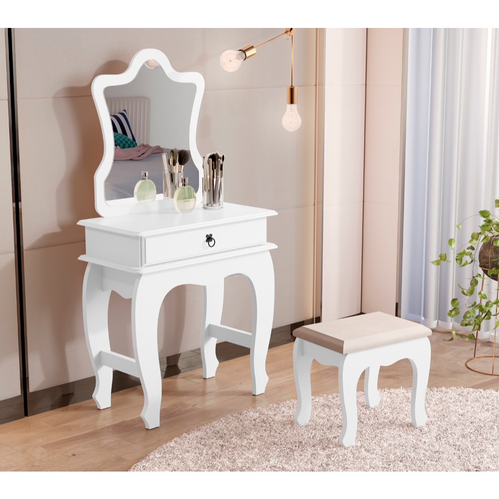 Penteadeira Com Espelho Tipo Princesa Camarim Para Quarto Barata Luxo Moderna Com Gaveta Maquiagem Com Banqueta