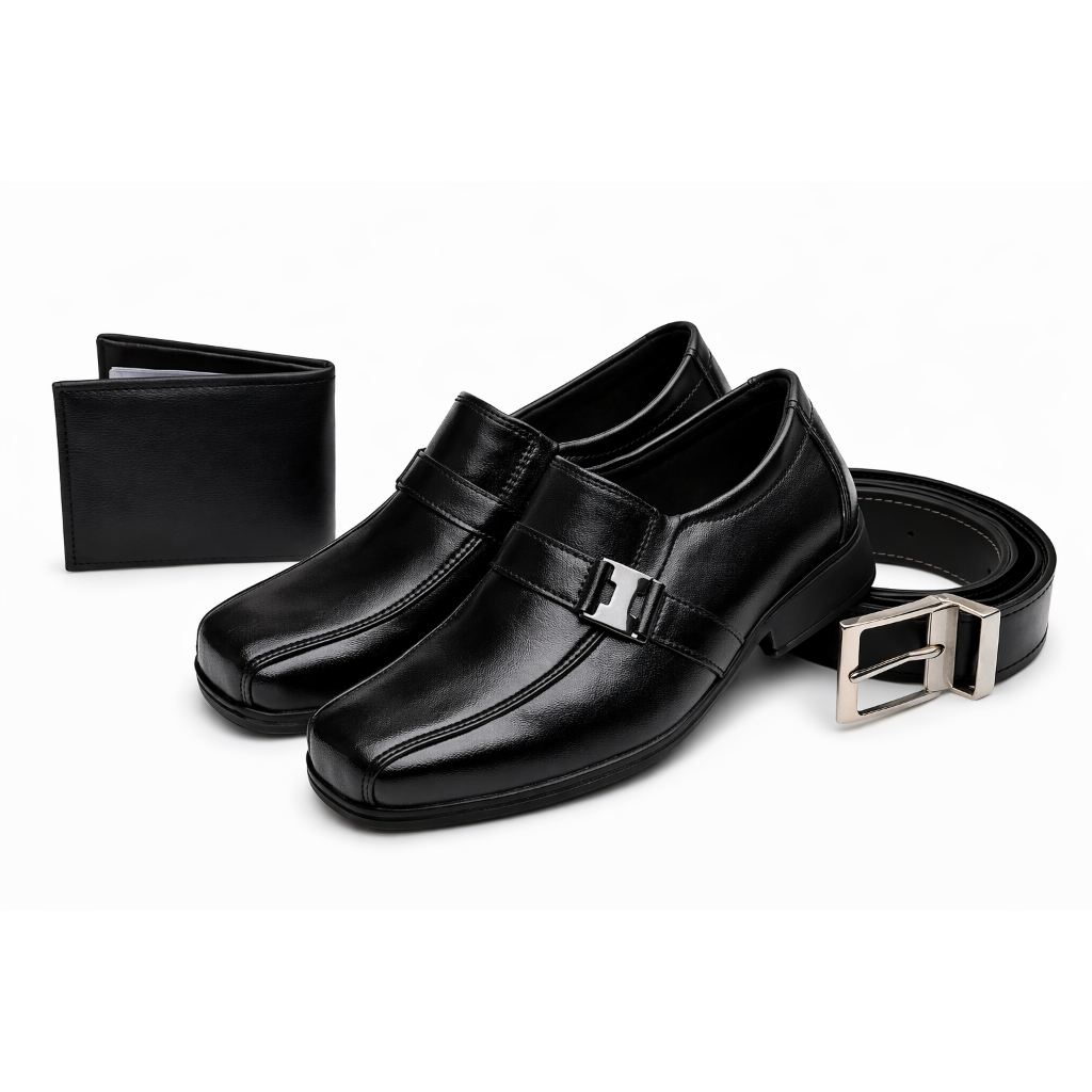 Kit Infantil 3 EM 1: Sapato Social + Cinto Social + Carteira Slim - Tamanhos 21 ao 36