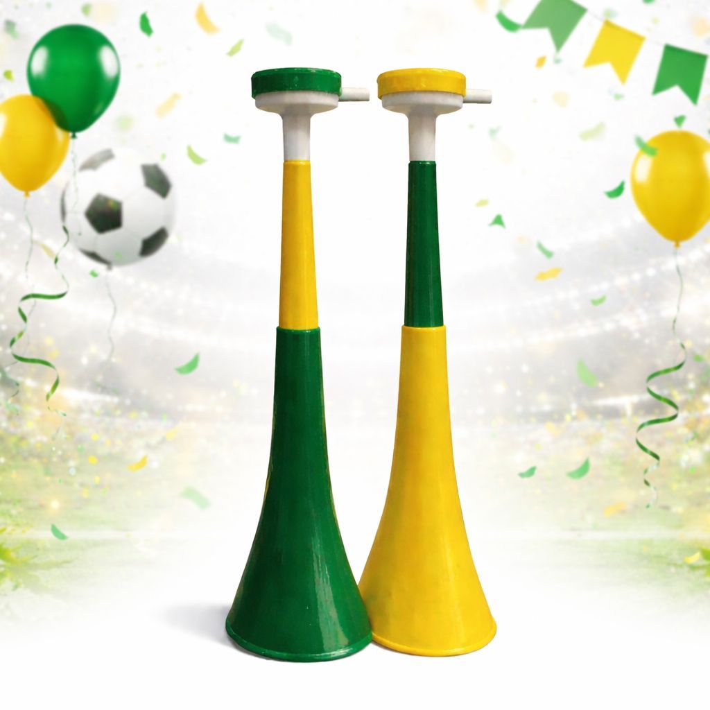 Corneta Grande 40cm para Torcida – Apito Corneta Verde e Amarela para Copa, Futebol, Eventos e Festas