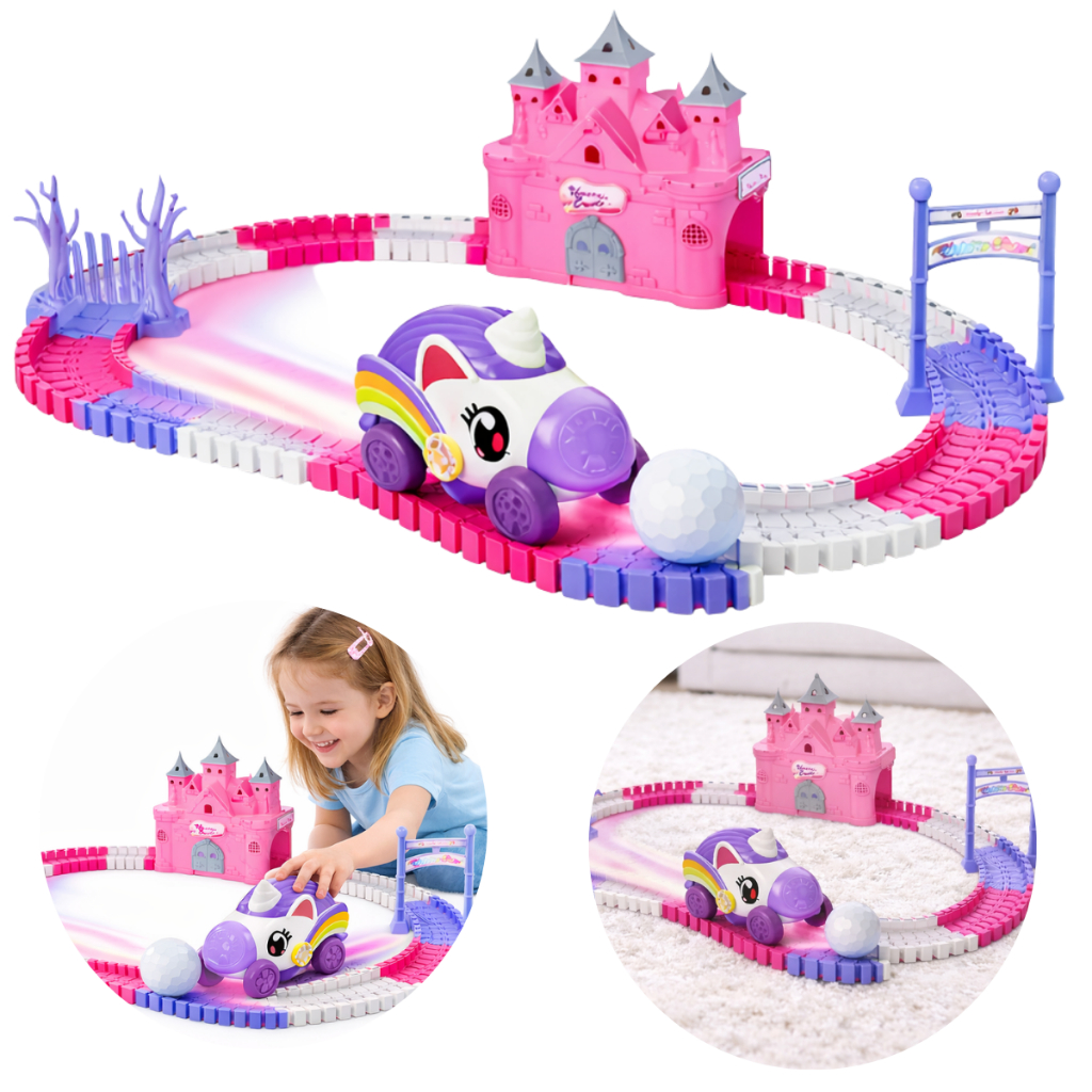 Pista De Brinquedo Unicórnio C/carrinho Menina 129 Peças