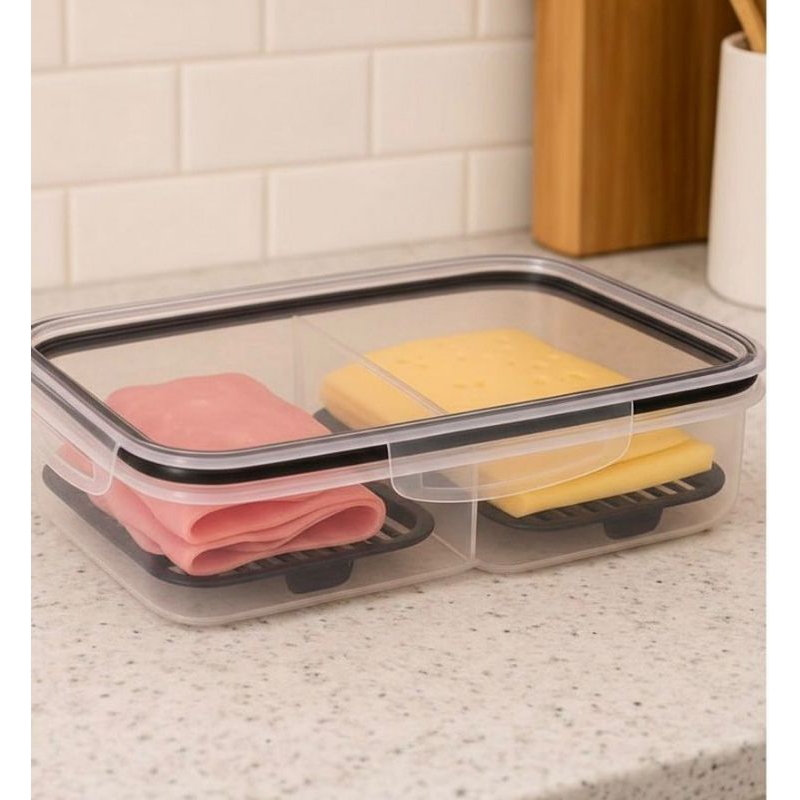 Porta Frios Preto Para Presunto e Queijo Com Fundo Duplo e Removível Removível Para Organizar e Conservar na Geladeira em Oferta na Shopee