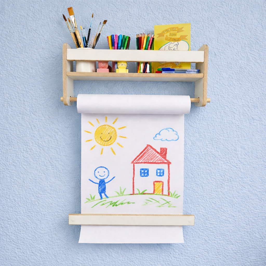 Porta Bobina de Parede Infantil para Desenho  Pintura + Bobina de papel em Oferta na Shopee