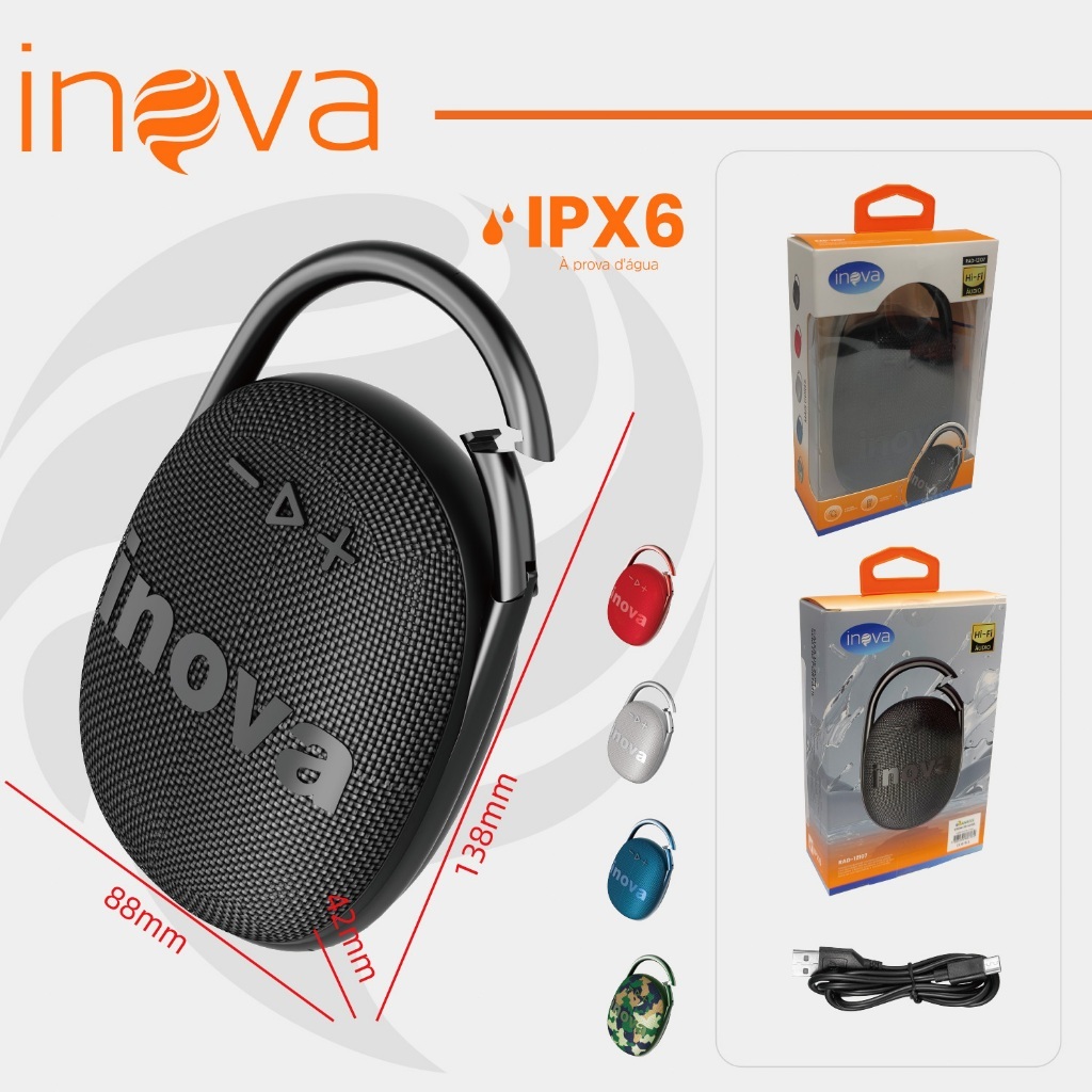 Kinvo & Inova Alto-falante Bluetooth Classificação de impermeabilidade IPX6, ideal para praias, festas ou viagens