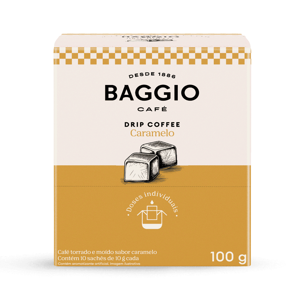Baggio Drip Coffee Aroma Caramelo - Caixa com 10 Sachês 10g em Oferta na Shopee
