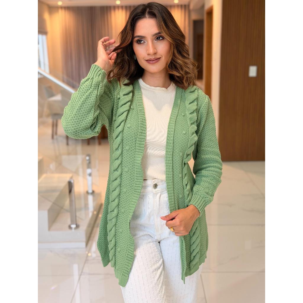 Casaco Cardigan  Feminino  Tricot Elegante Atemporal Kimono