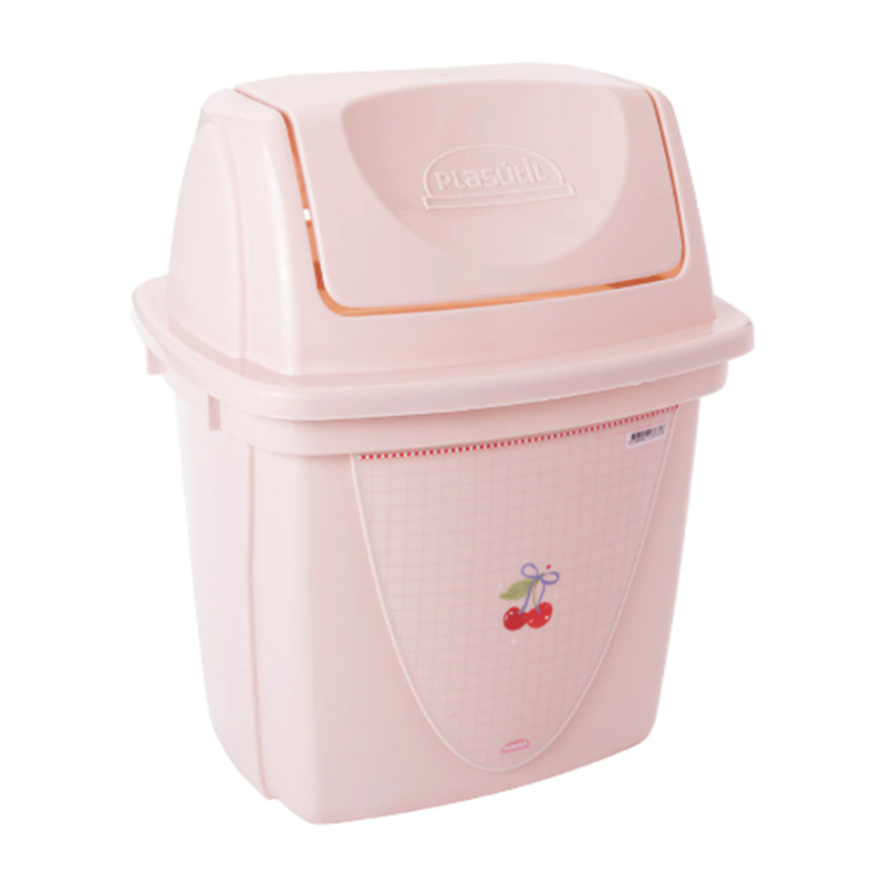 Lixeira de Plástico Decorada Cereja Rosa4,9 L com Tampa Basculante para Pia