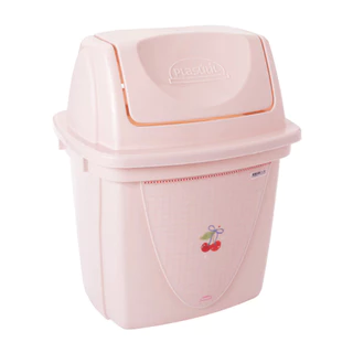 Lixeira de Plástico Decorada Cereja Rosa4,9 L com Tampa Basculante para Pia