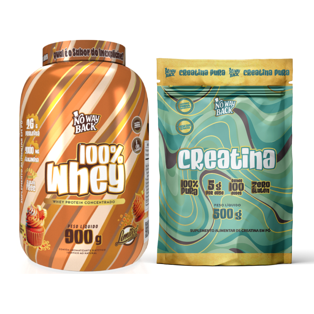 Kit  Whey 100% Concentrado + Creatina Monohidratada 100% Pura Refil 500g No Way Back