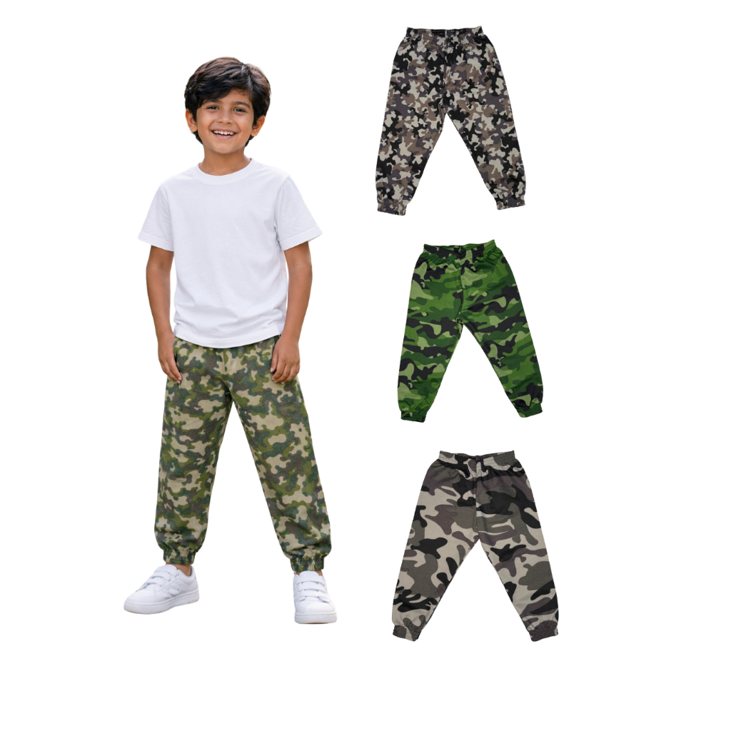 Kit 2 Calças Jogger Infantil Menino Casual Com Punho Elástico 3 ao 10 Anos