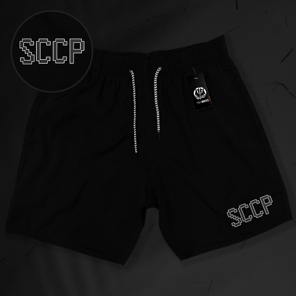 Bermuda Esportiva de Elastano Masculina - SCCP - Academia Corrida Musculação