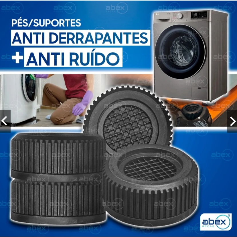 Kit 4 Pés Suporte Máquina De Lavar Anti Vibração Nivelador