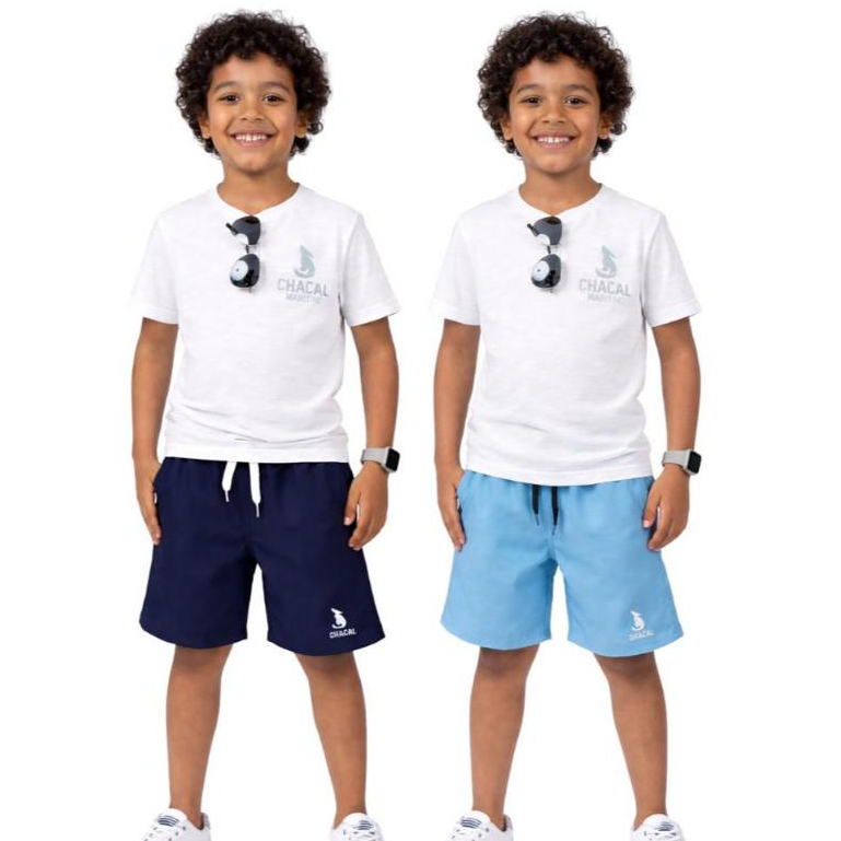 Kit 2 Short Infantil Tactel Com Elastano Masculino Para Meninos No Tamanho 4 6 8 Anos Tecido Leve De Secagem Rapida