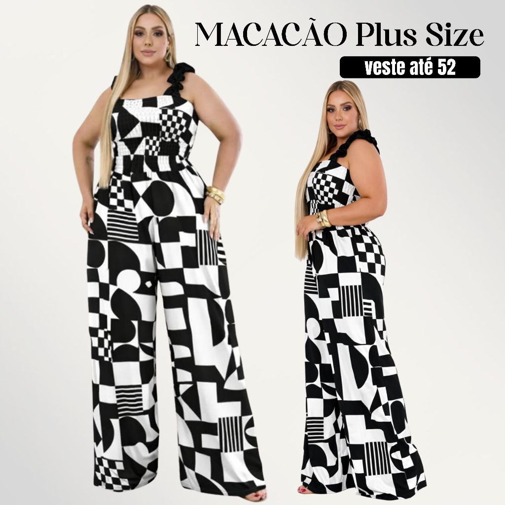 Macacão Feminino Plus Size Pantalona Elegante e Confortável 44 ao 52