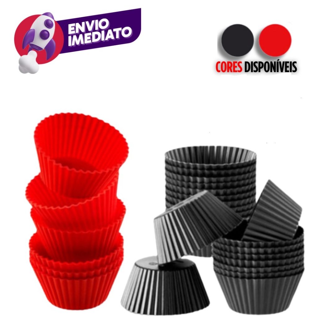 Kit Forma Silicone Cupcake Muffin Forminha Redonda Air Fry Microondas Assadeira Bolinho Doceria em Oferta na Shopee
