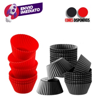 Kit Forma Silicone Cupcake Muffin Forminha Redonda Air Fry Microondas Assadeira Bolinho Doceria em Oferta na Shopee