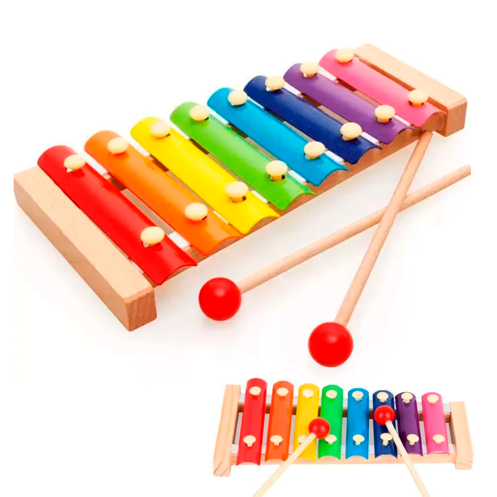 Xilofone Instrumento Musical Infantil  Pedagógico Colorido 8 Notas C/2 Baquetas em Oferta na Shopee