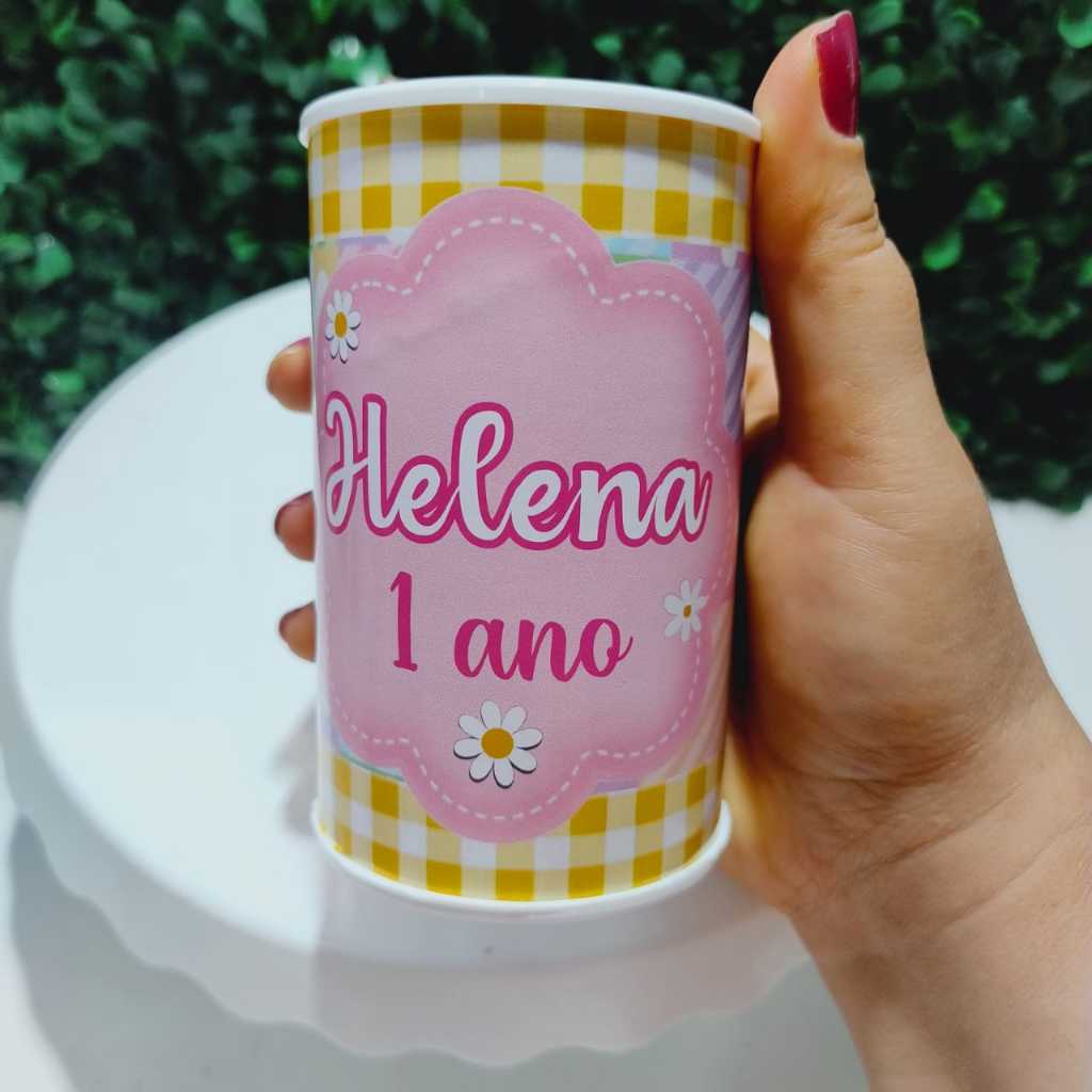 Lembrancinha Personalizada Festa Margarida – Cofrinho Personalizado com Nome e Idade | Lembrança Aniversário Infantil