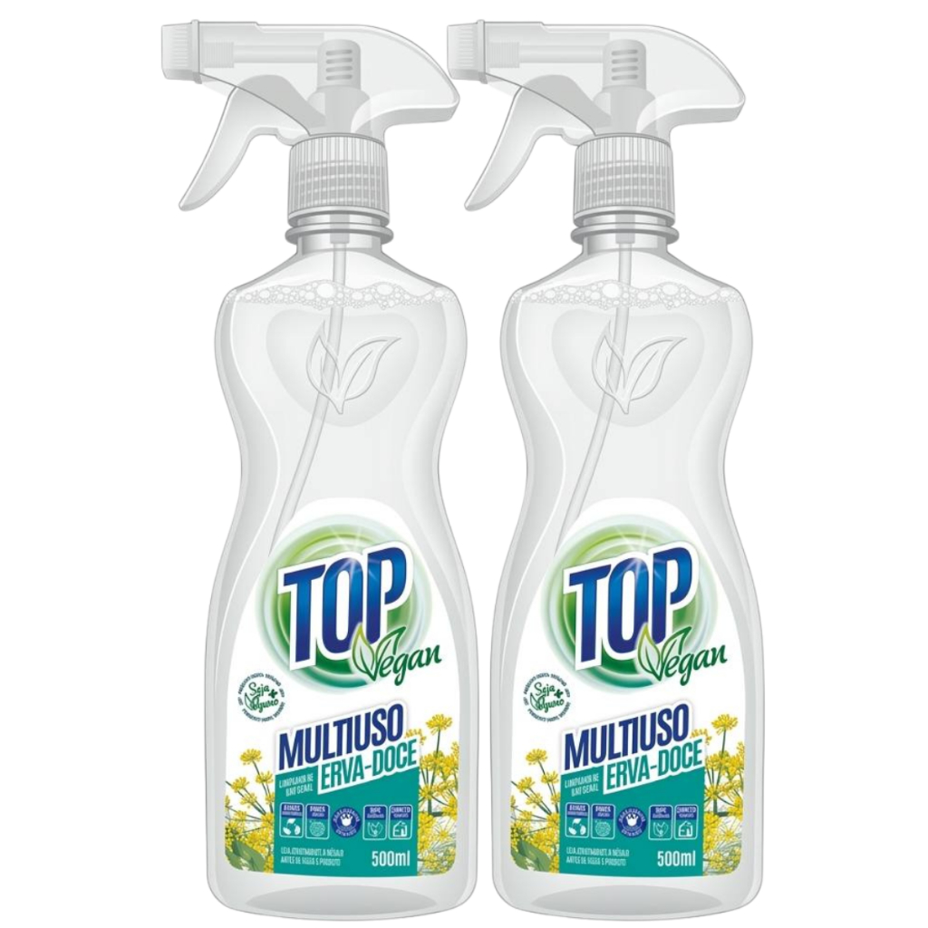 Limpador Multiuso Vegano Hipoalergênico Erva Doce 2 Unidades 500ml Top Vegan