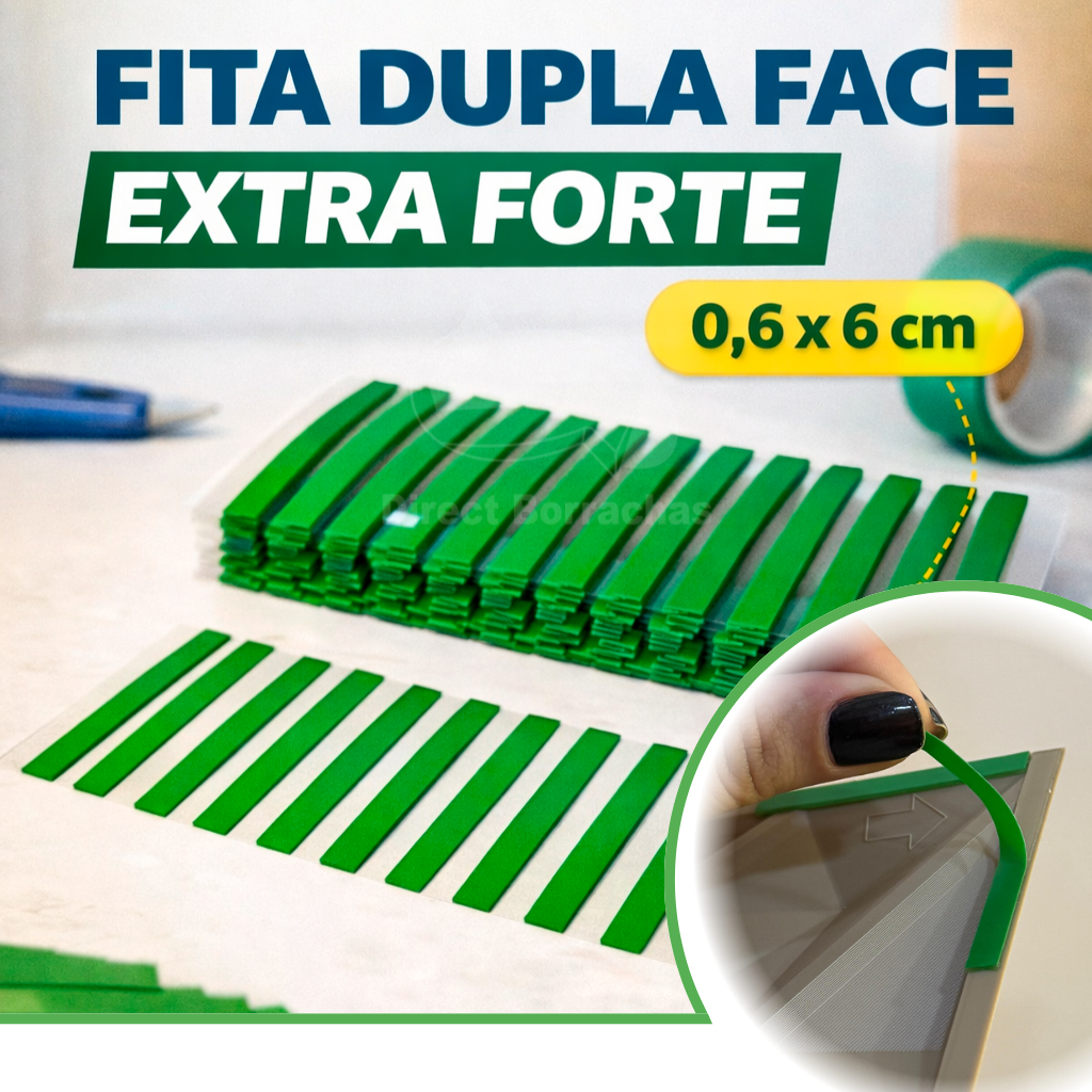 Fita Dupla Face Fixa Forte Direct Borrachas 6x0,6cm - PRONTA ENTREGA - PARA CABECEIRA E PLACA 3D RIPADO
