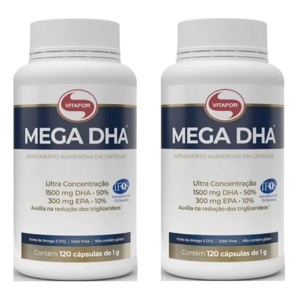Omega 3 DHA 1500mg Vitafor Mega DHA 120 Cápsulas Kit 2 Fonte EPA IFOS em Oferta na Shopee
