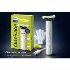 Depilador Íntimo Philips OneBlade Intimate à Prova d’Água com Lâmina SkinProtect + Pente 3mm + Luva Esfoliante