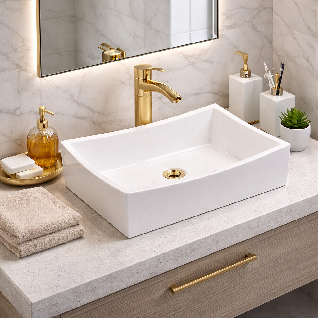 Cuba Pia Sobrepor Banheiro Lavabo Tamanho 42x33 Marmore Sintetico Linha Luxo