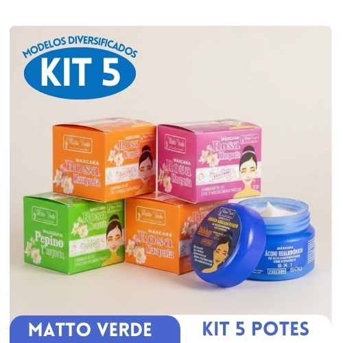 Matto Verde Kit com 5 Unidades Potes Matto Verde Modelos Enviados Aleatoriamente Rosa Mosqueta/ Vitamina C Matto Verde Kit com 5 Unidades Potes Matto Verde Modelos Enviados Aleatoriamente Rosa Mosqueta/ Vitamina C