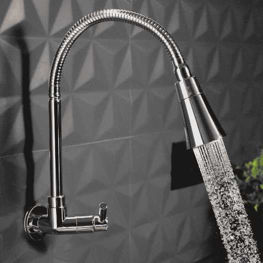 Torneira Gourmet Cozinha Parede Pia Flexível 2 Jatos Abs