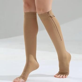 Par Meia Média Compressão Varizes Pernas Cansadas Inchaço Dores 3/4 Zíper 20-30 Mmhg Compressão Unissex