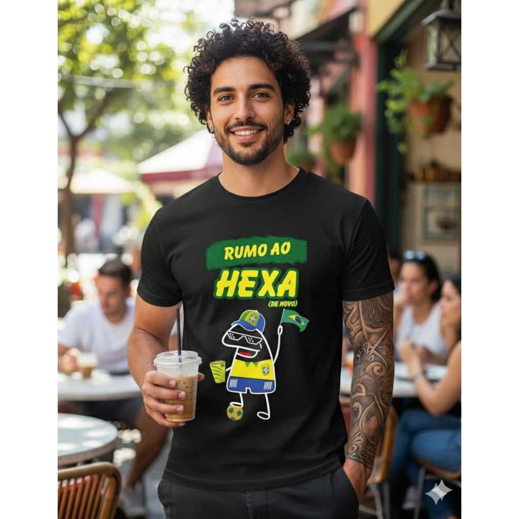 Camisa Brasil Copa do Mundo Masculina Camiseta Hexa Torcida Futebol Confortável Casual Estilosa