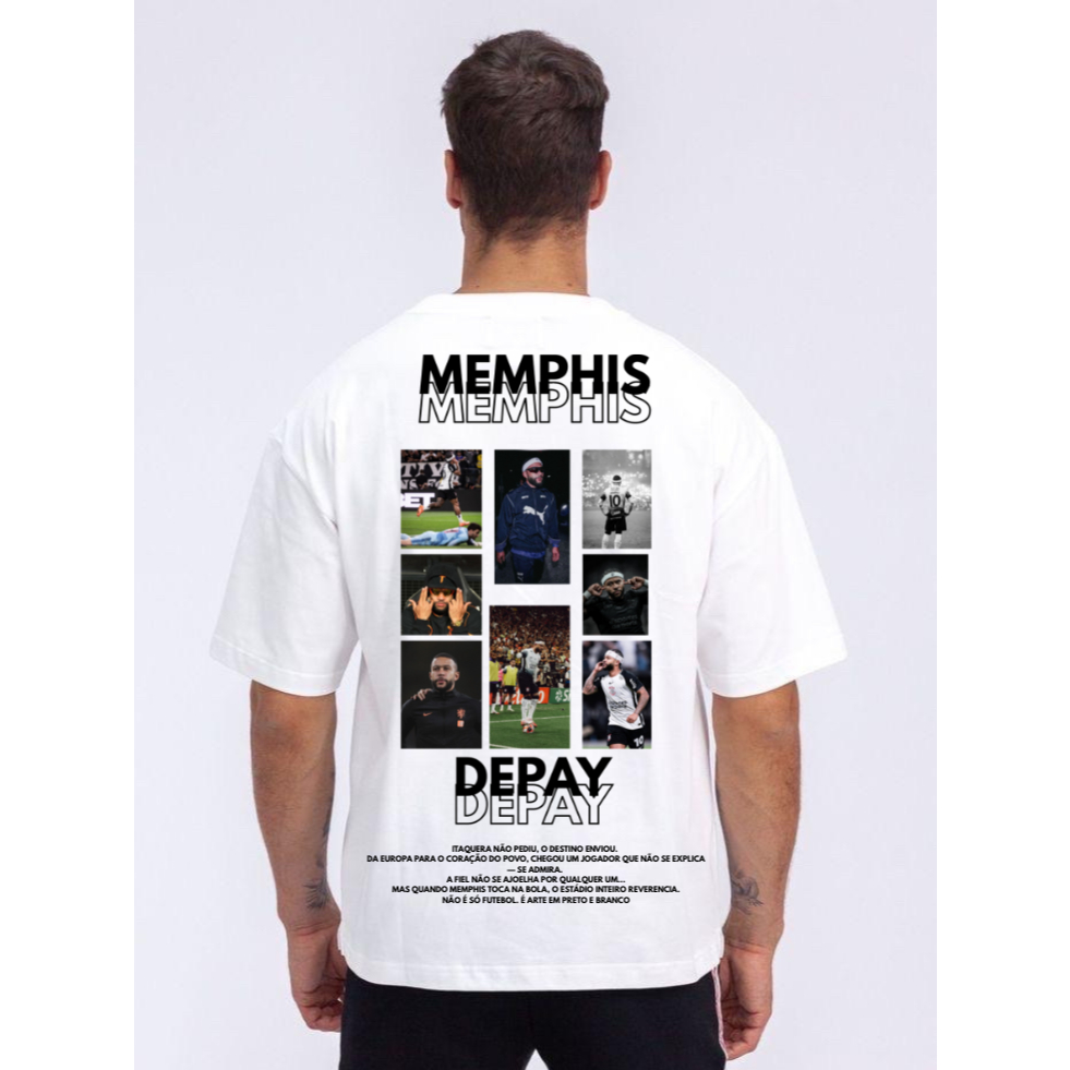 Camiseta Clássica Masculina Estampada Torcedor Futebol Algodão Preta Camisa Torcida Estilo Esportivo Casual Confortável