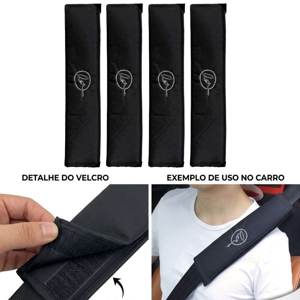 Protetor Capa Cinto De Segurança Carro Universal Bordado Terço
