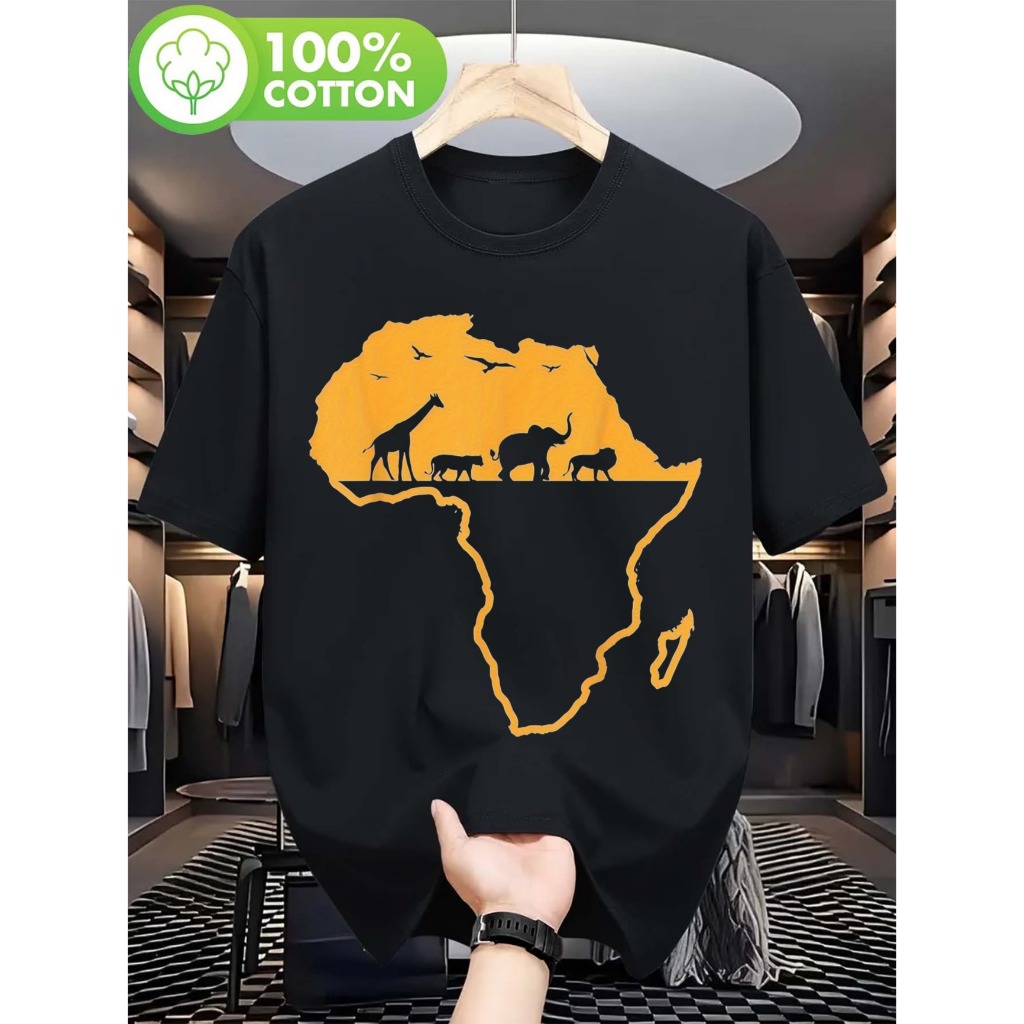 Camiseta Algodão Adulto Safari Mapa Geografico Animais Selva Africa infantil Plus Size até G5 13