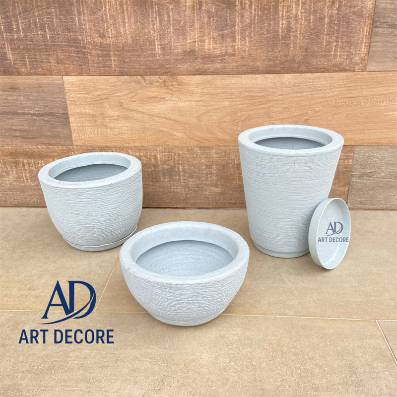 Kit Com 3 Vasos Decorativo de Planta Escovado Polietileno Com Prato Cone + Bojo + Bacia em Oferta na Shopee