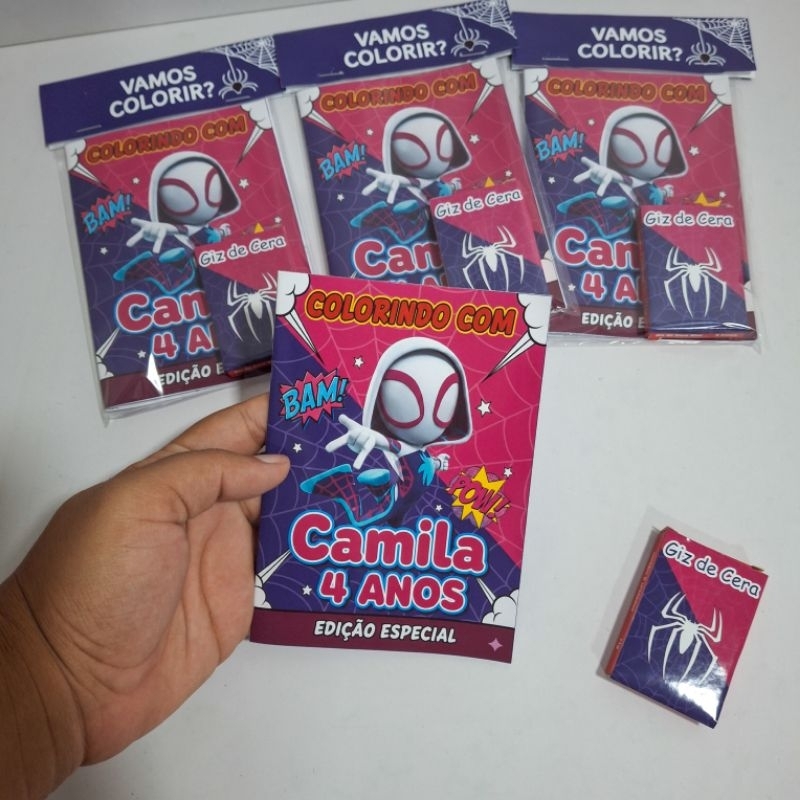 10 Mini Kit Colorir Personalizado Ghost-Spider Aranha - Lembrancinha de Aniversário Infantil