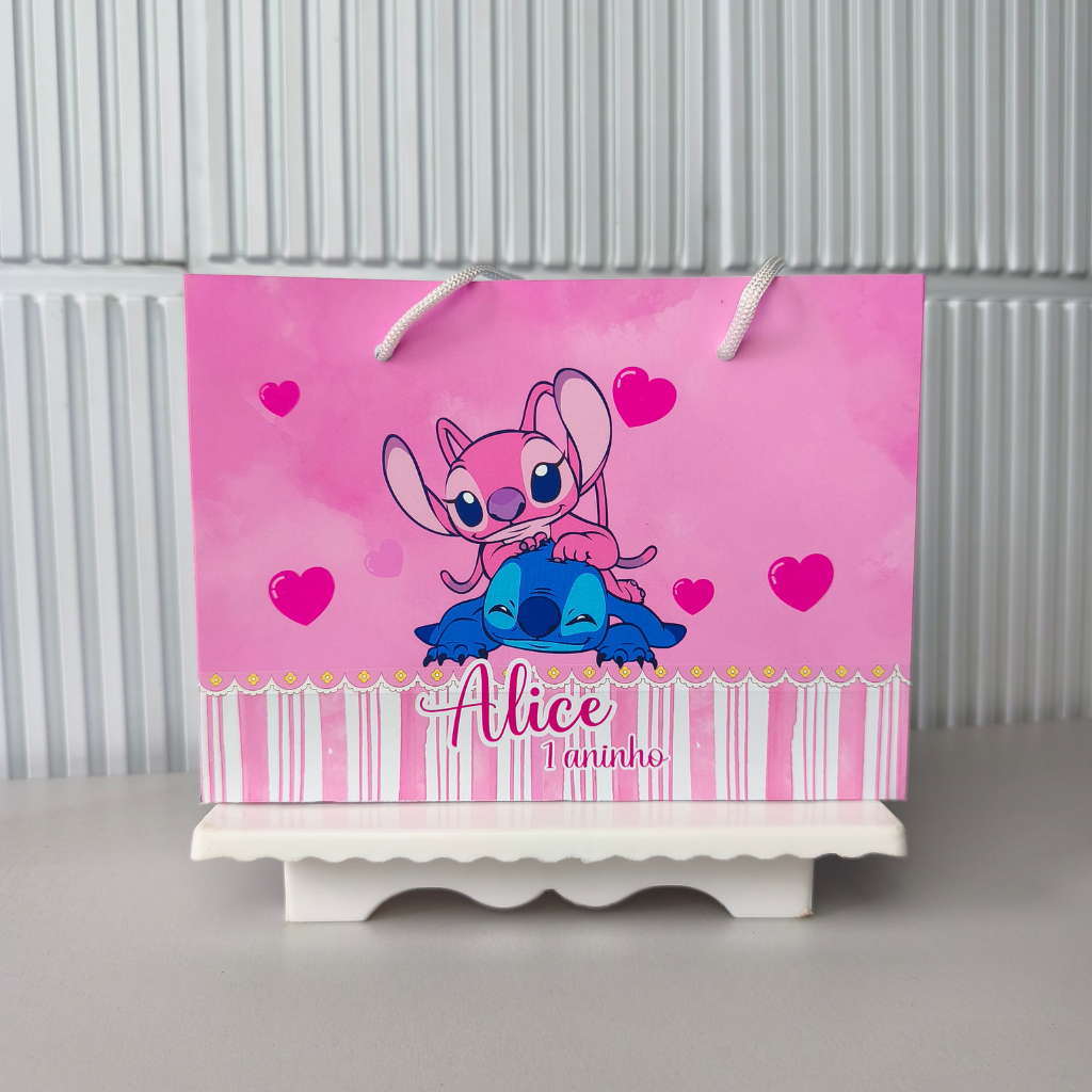 SACOLINHA PERSONALIZADA PEGUE E MONTE STITCH E ANGEL Lembrancinha Festa infantil sacolinha surpresa