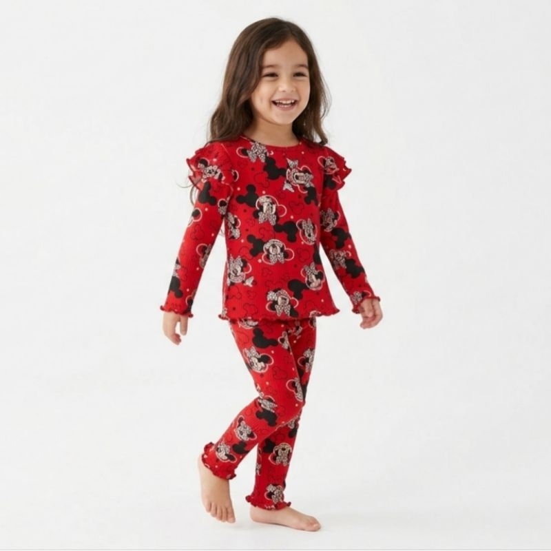 Conjunto Infantil Longo Menino e Menina Minnie e Super Herói Inverno Conjunto Ribana Canelada Leve e Macio