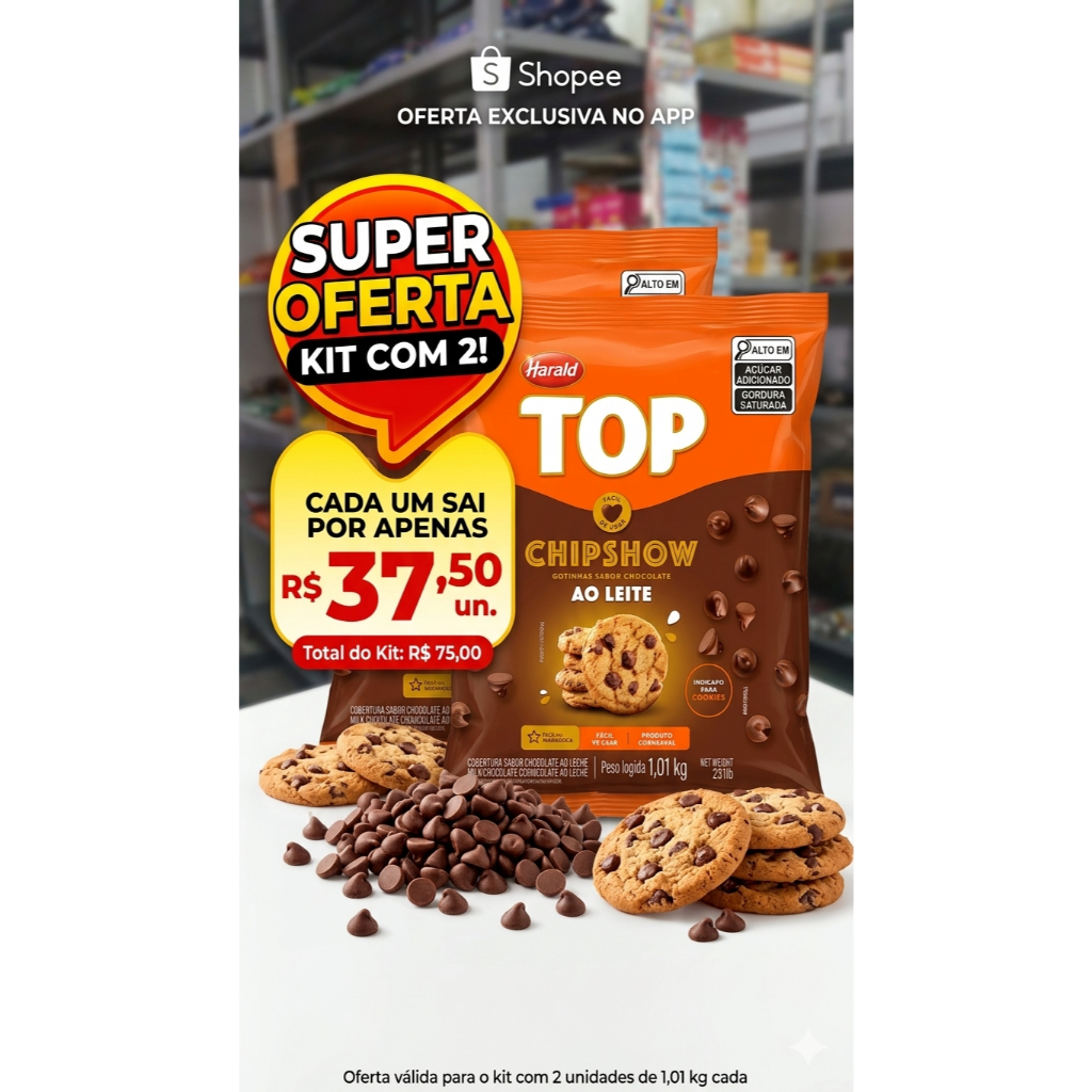 Gotas Forneáveis Chipshow Top Harald Chocolate Ao Leite Panetone, Chocotone, Cookies, Açaí, Colomba Pascal em Oferta na Shopee