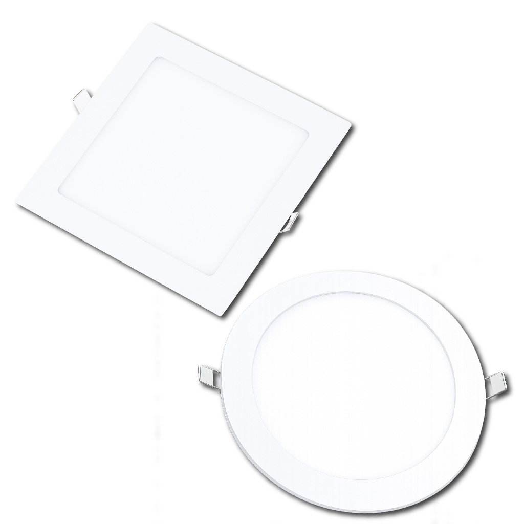 kit 5 Luminaria Painel Led 12w aluminio plafon  Bivolt Embutir Redondo e Quadrado