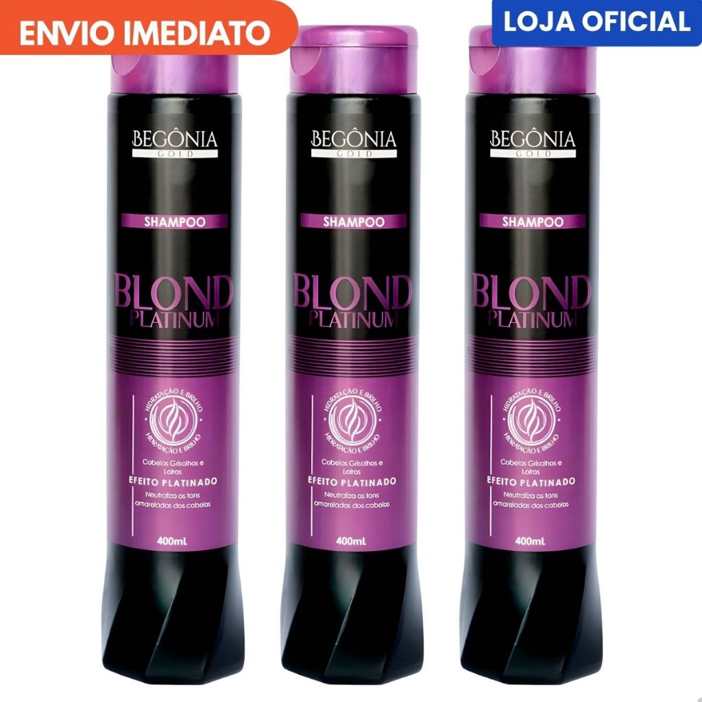 Kit 3 Shampoo Blond Platinum 400ml Matizador Loiro Brilho