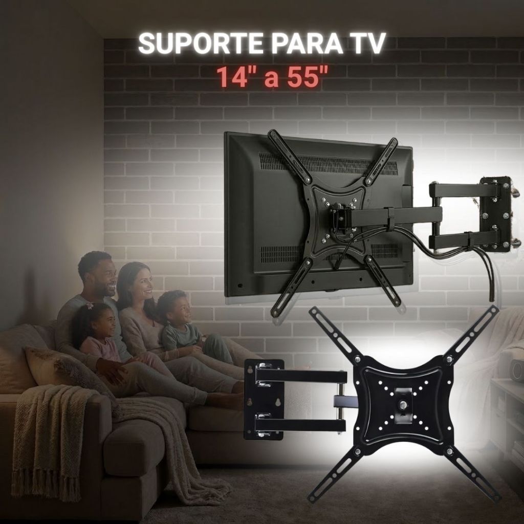 Suporte Para TV Articulado De Parede 14 Até 55 Polegadas Universal LED LCD Smart Ajustável Monitor