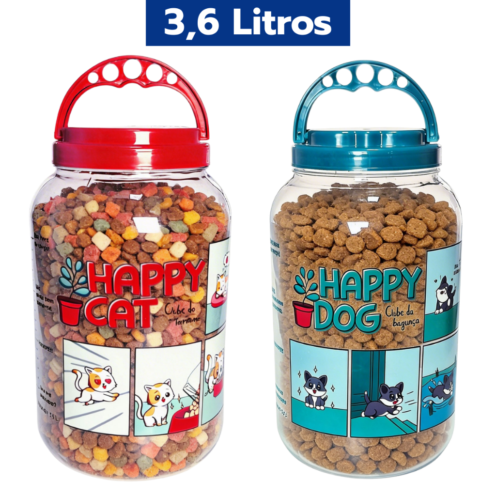 Pote Porta Ração Pet 3,6L com Alça para Cachorro e Gato em Oferta na Shopee