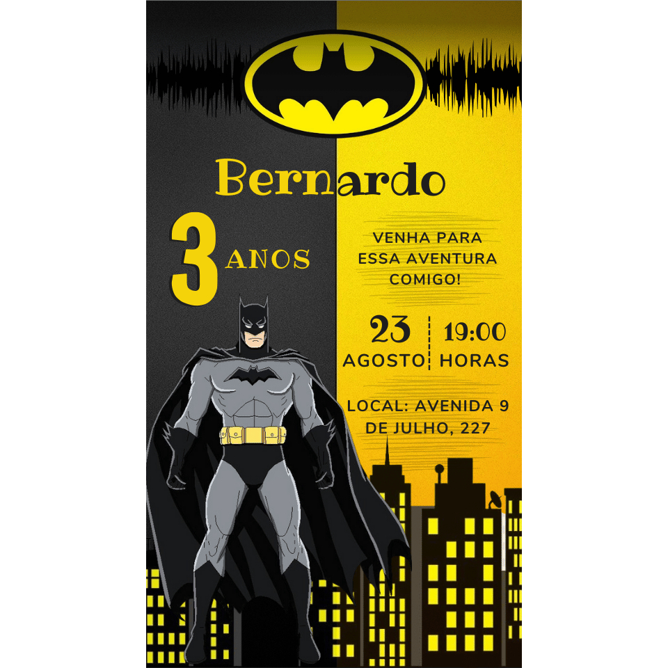 Convites Personalizados Aniversário Batman (arte + físico)