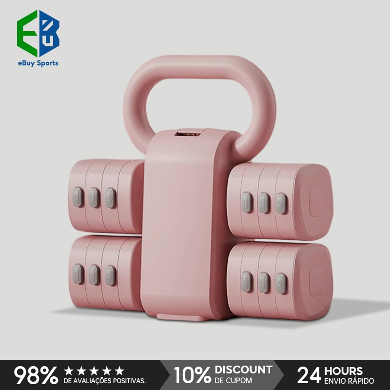 Halteres Ajustáveis 3 em 1 Kettlebell e Barra Peso Ajustável 1-5,5kg Treino em Casa Rosa Cerejeira
