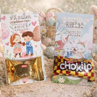 Lembrancinha de Páscoa Card Chocolate Bombom Para Crianças Escolas Igrejas Clientes 50/30/20/10 em Oferta na Shopee