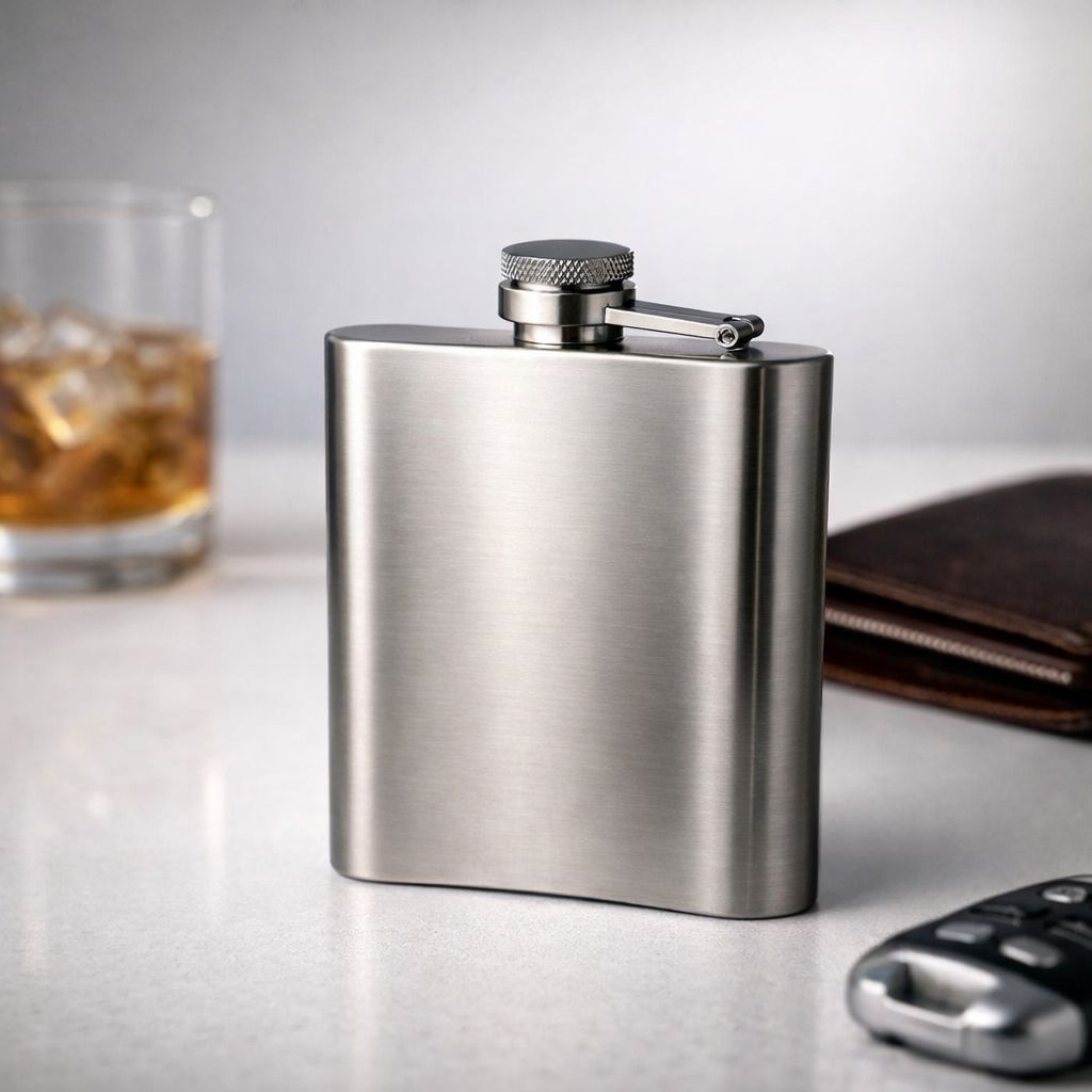 Cantil de bolso para bebida em aço inox/ leve sua bebida preferida pra qualquer lugar
